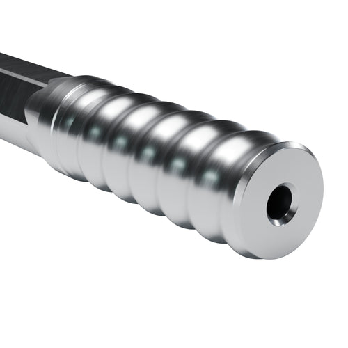 Brunner & Lay R25 drifter rod, R32 drill end on 1 in hex (render)