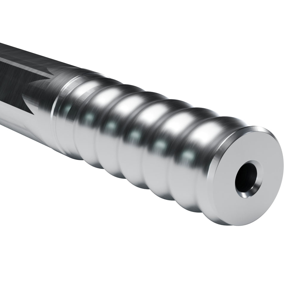 Brunner & Lay R28 drifter rod, R32 drill end on 1-1/8 in hex (render)