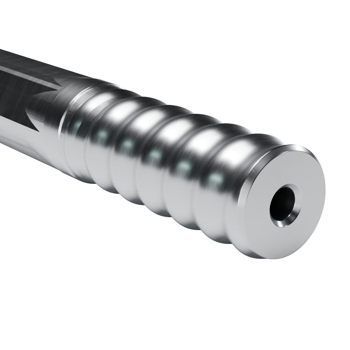 Brunner & Lay R28 drifter rod, R32 drill end on 1-1/8 in hex (render)