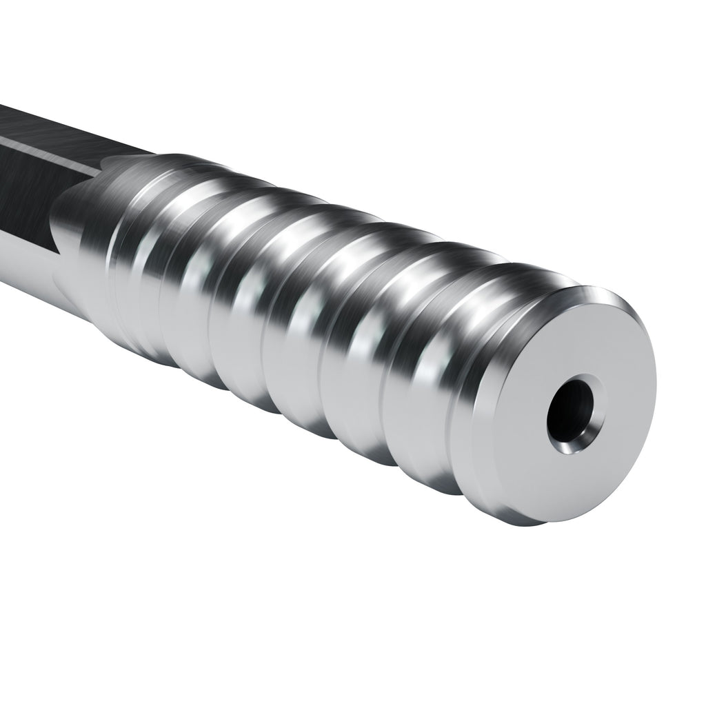 Brunner & Lay R32 drifter rod, T38 drill end on 1-1/4 in hex (render)