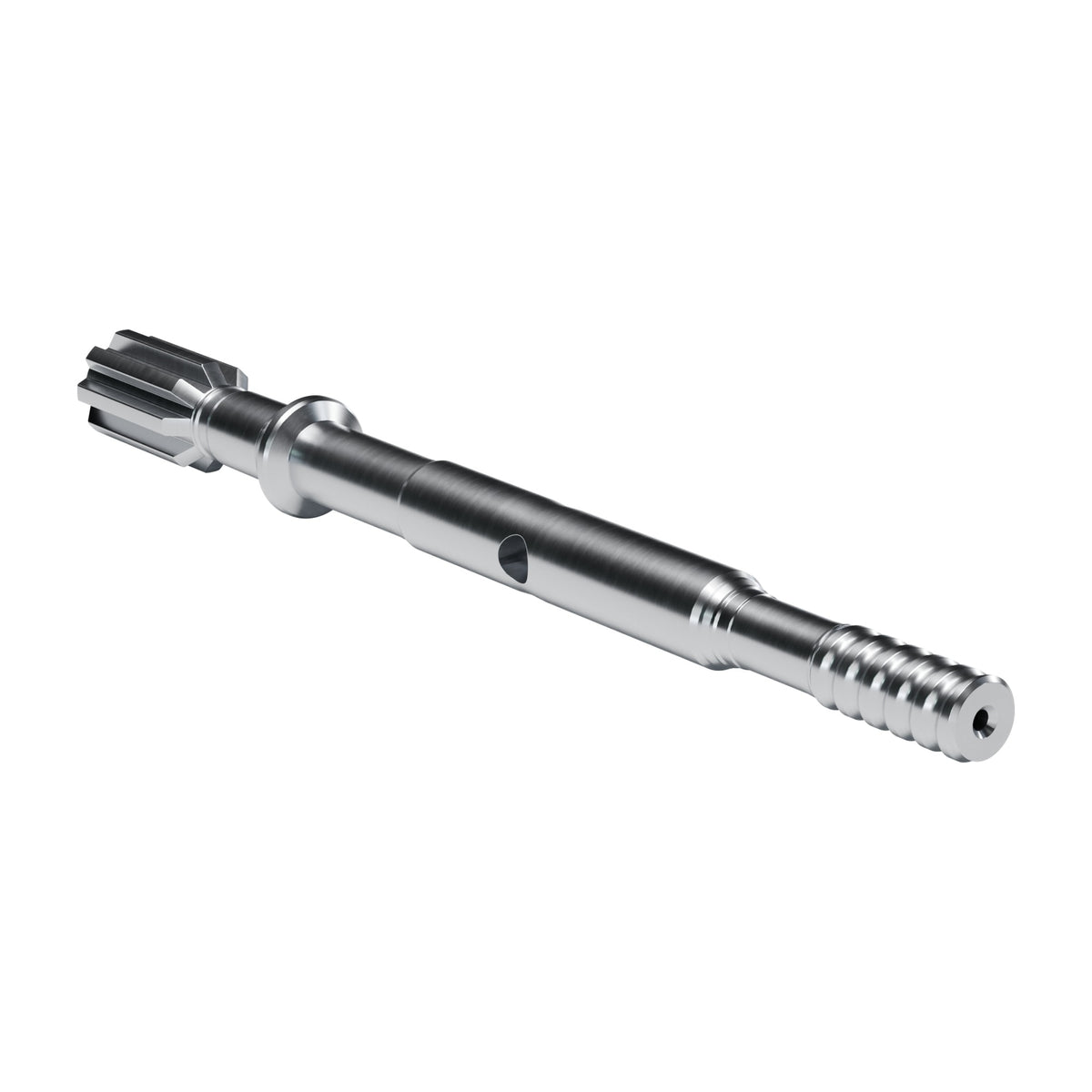 Brunner & Lay striking bar P116X for Montabert drifters, 8 splines, external flush, male T38, 670 mm (render)