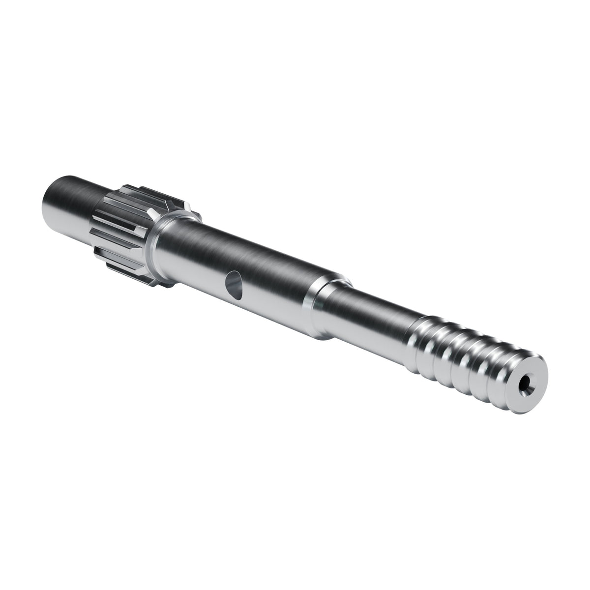 Brunner & Lay striking bar P64X for Ingersoll Rand drifters, 12 splines, external flush, male T38, 506 mm (render)