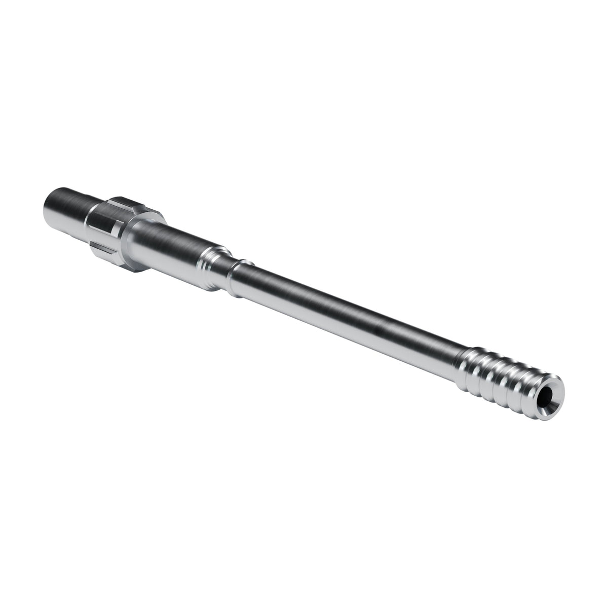 Brunner & Lay striking bar P70L for Gardner Denver / Reedrill / Caterpillar drifters, 6 splines, 15.9 mm blow tube, male T38, 711 mm (render)