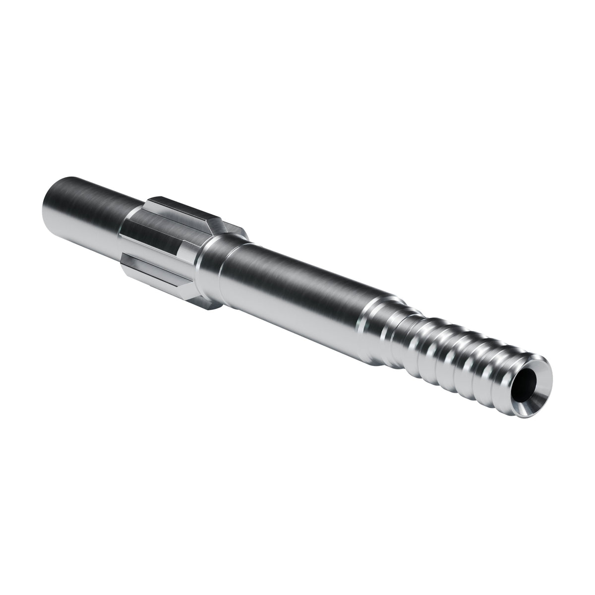 Brunner & Lay striking bar P84N for Ingersoll Rand drifters, 6 splines, 19.0 mm blow tube, male T38, 489 mm (render)