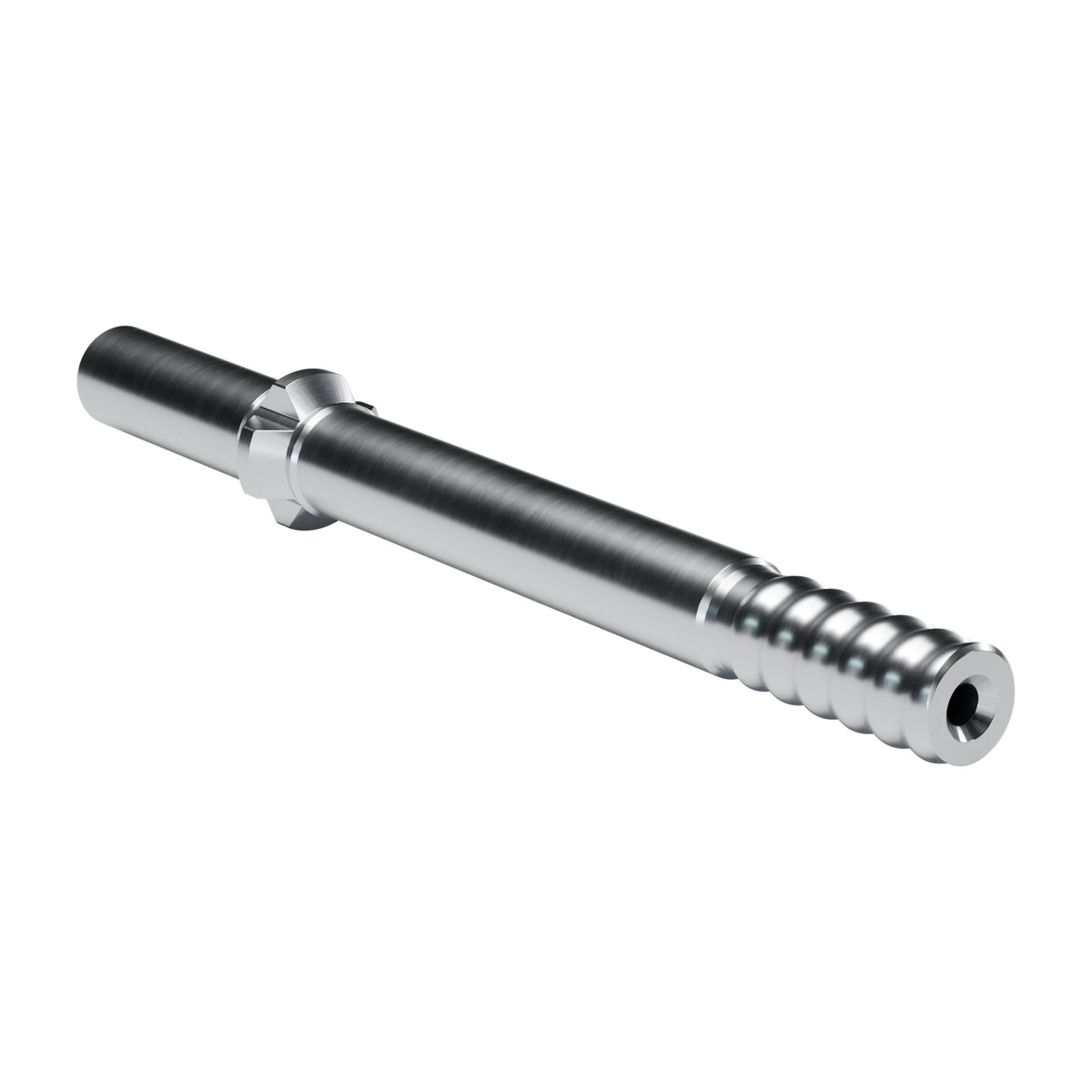 Brunner & Lay striking bar P87D for Sandvik / Tamrock drifters, 4 lugs, 9.5 mm blow tube, male R32, 381 mm (render)