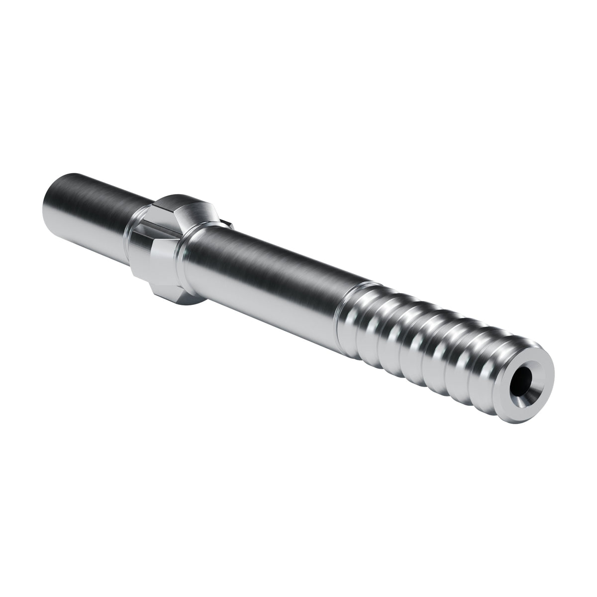 Brunner & Lay striking bar P88H for Sandvik / Tamrock drifters, 4 lugs, 12.7 mm blow tube, male T38, 381 mm (render)