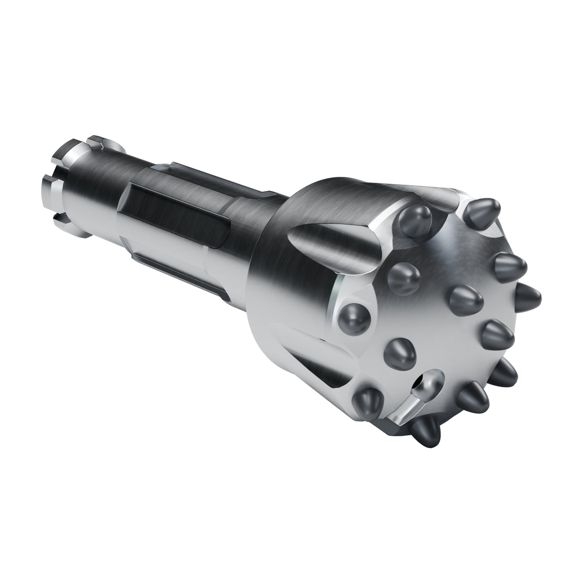 Rockmore BR3 DTH bit, hedgehog convex face, 1 front flushing hole (render)