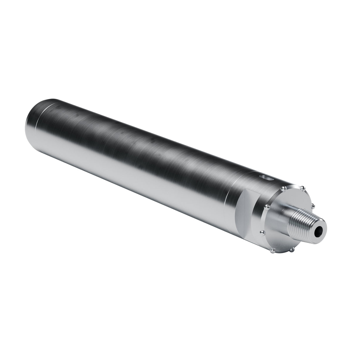 Rockmore ROK 650A DTH hammer, 2-7/8 API REG pin top sub, back reaming buttons (render, without bit)