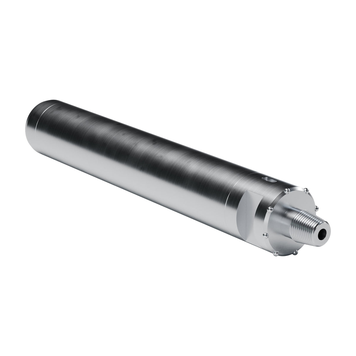 Rockmore ROK 650M DTH hammer, 2-7/8 API REG pin top sub, back reaming buttons (render, without bit)