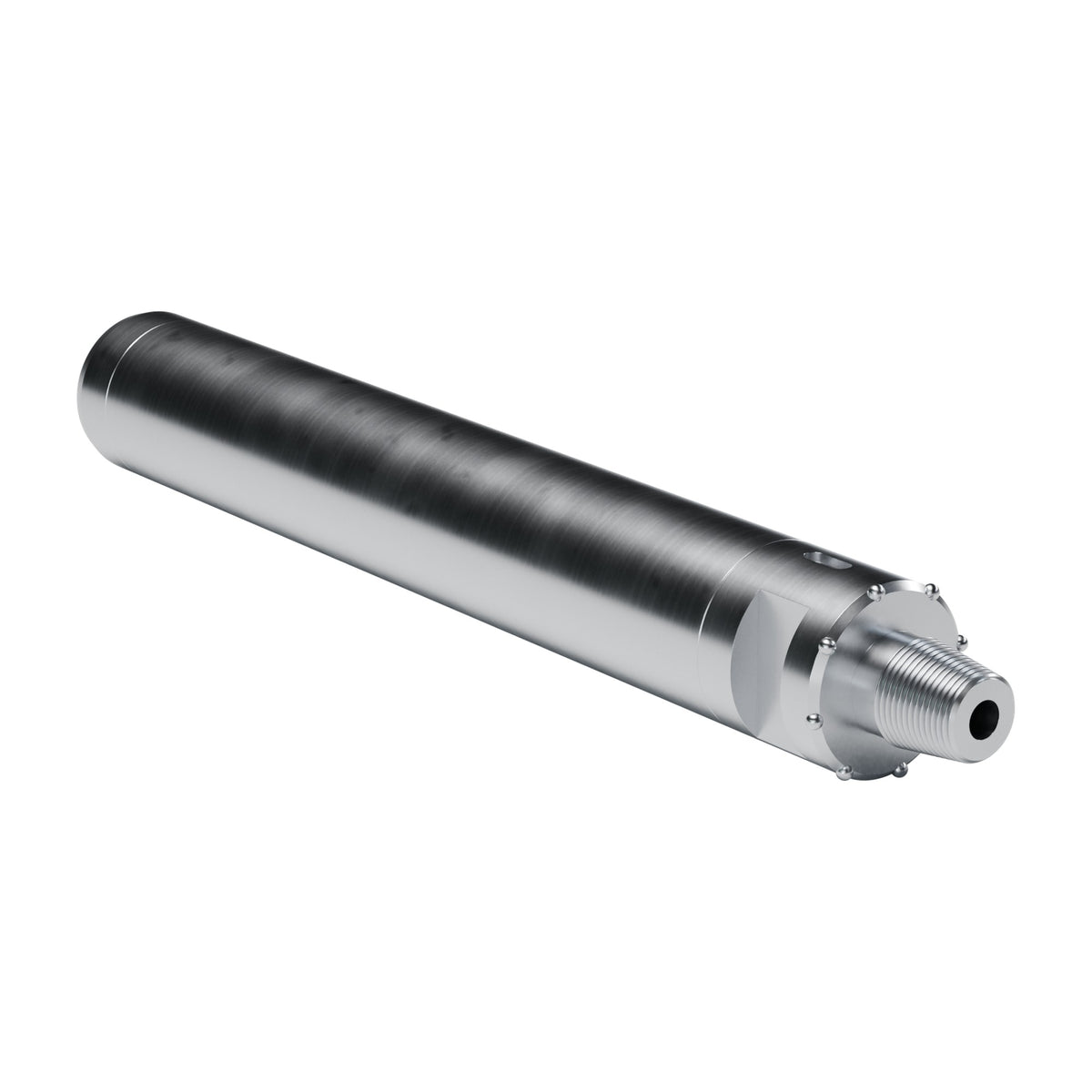 Rockmore ROK 650T DTH hammer, 3-1/2 API REG pin top sub, back reaming buttons (render, without bit)