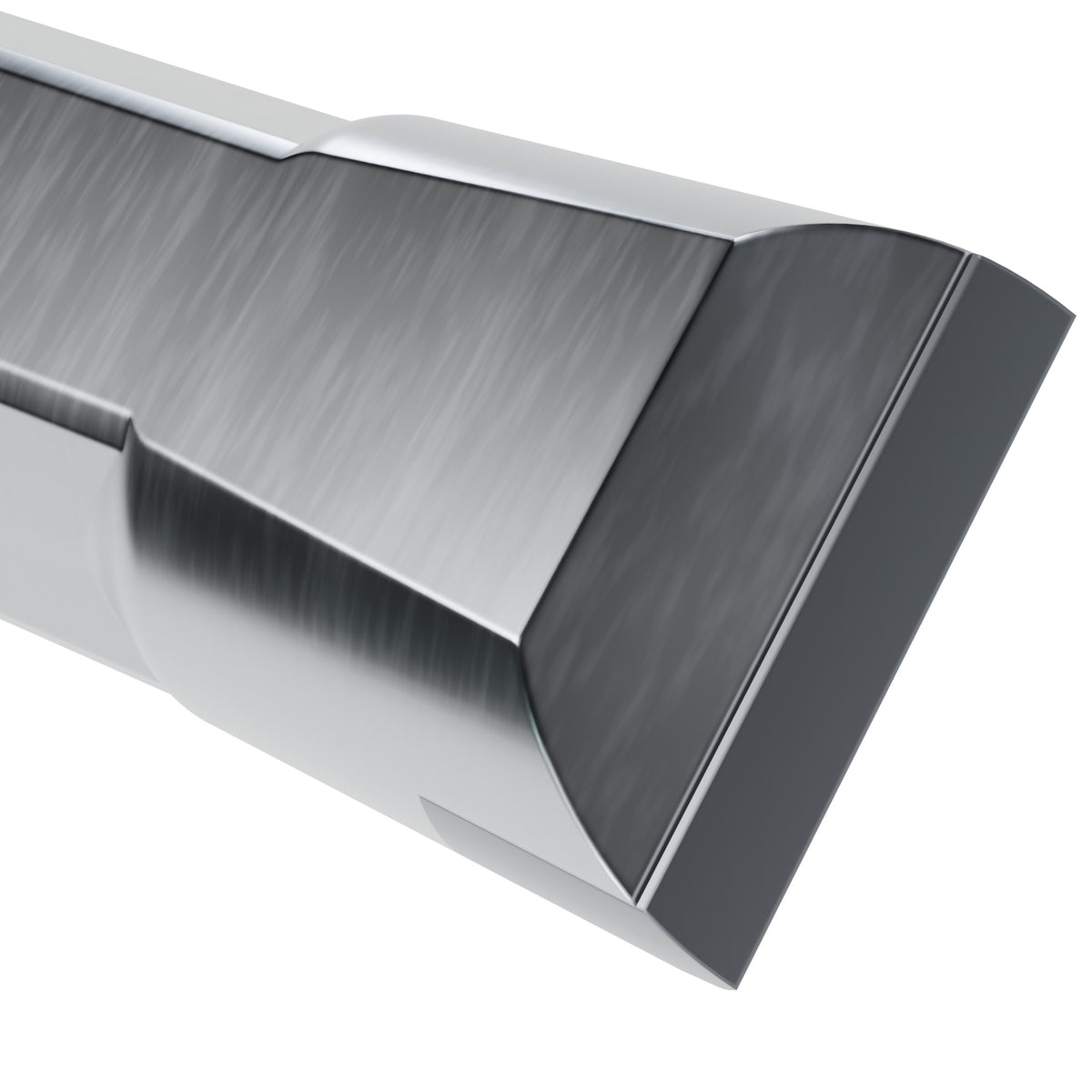 Rockmore integral drill steel, 28 mm chisel head on 7/8 in hex (render)