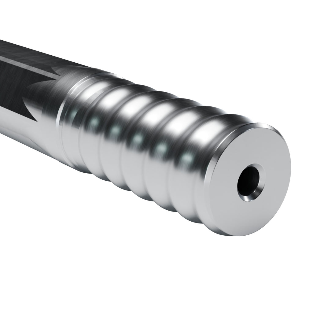 Rockmore R32 drifter rod, R38 drill end on 35 mm hex (render)