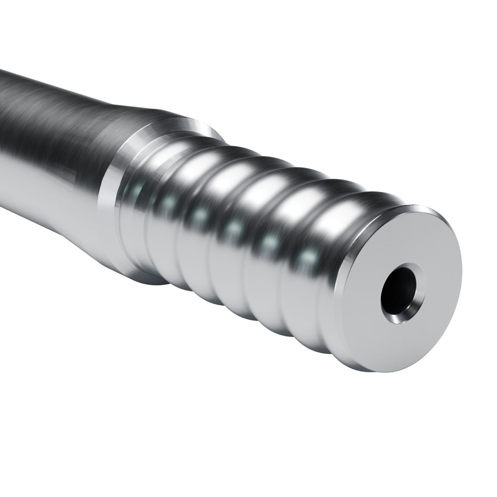 Rockmore R32 drifter rod, R38 drill end on 39 mm round (render)