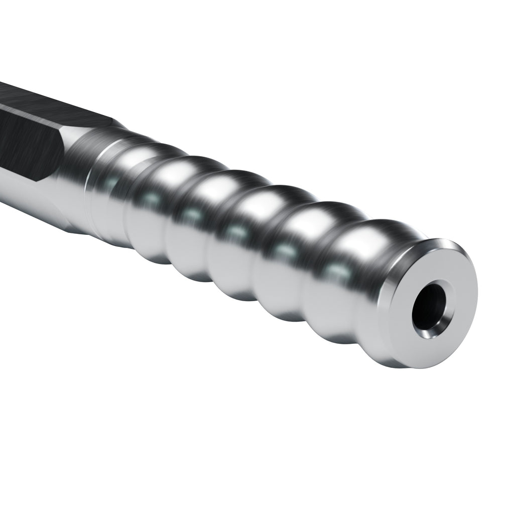 Rockmore R22 shank rod, R22 thread end on 7/8 in hex (render)