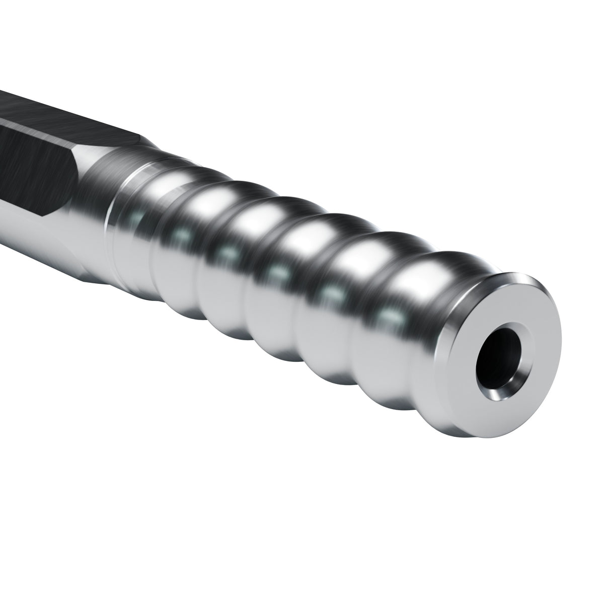 Rockmore R25 shank rod, R25 thread end on 1 in hex (render)