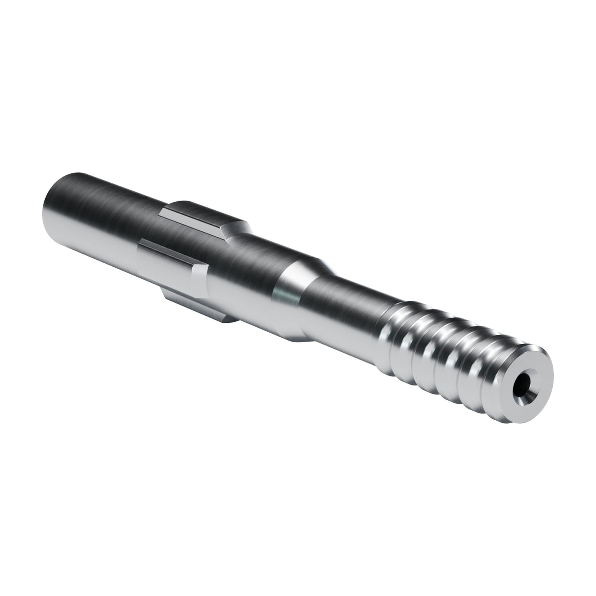 Rockmore shank adapter for Boart SECAN 6 36 IR drifters, 4 splines, male T38, 380 mm (render)