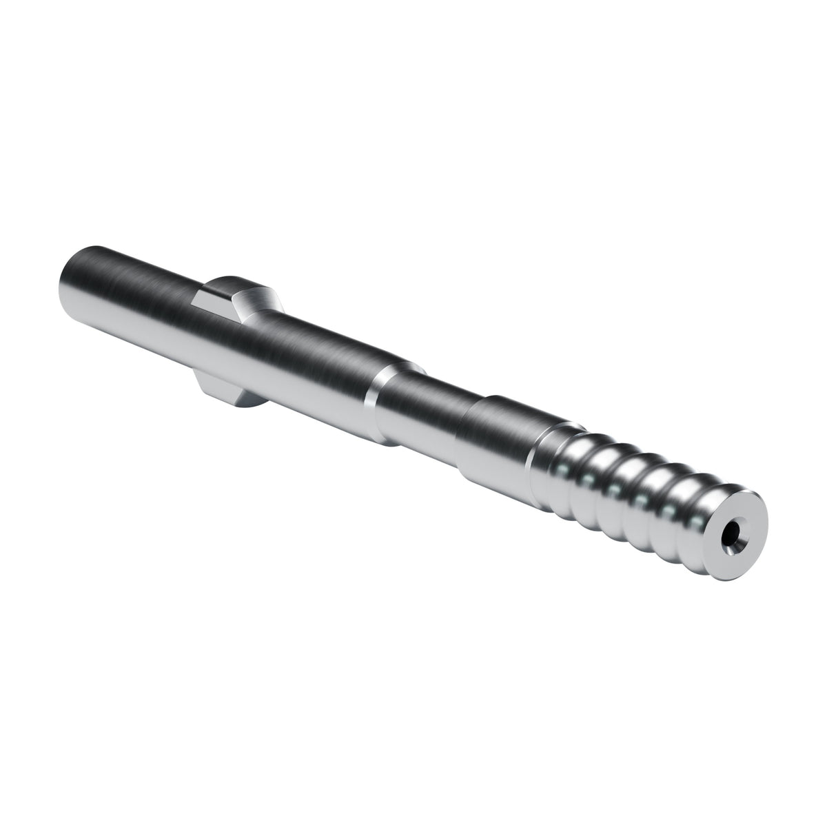 Rockmore shank adapter for Epiroc BBC 42, 43, 44, 45, 100 drifters, 2 lugs, male R32, 380 mm (render)