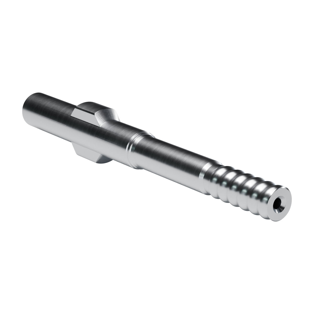 Rockmore shank adapter for Epiroc BBC 51, 52, 54, 120 drifters, 2 lugs, male R32, 380 mm (render)