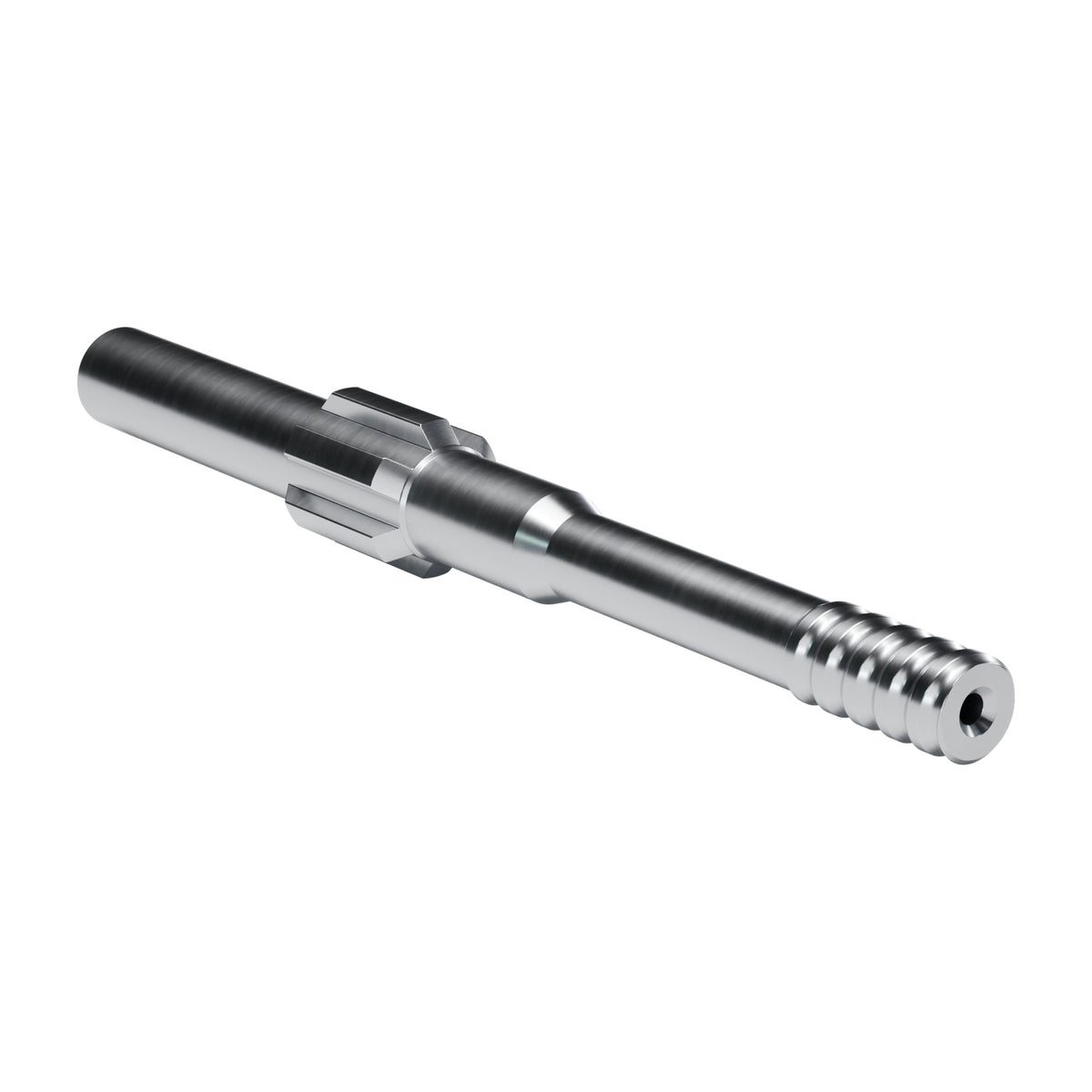 Rockmore shank adapter for Epiroc BBE 56U2, 57, 5701 drifters, 6 splines, male T38, 537 mm (render)