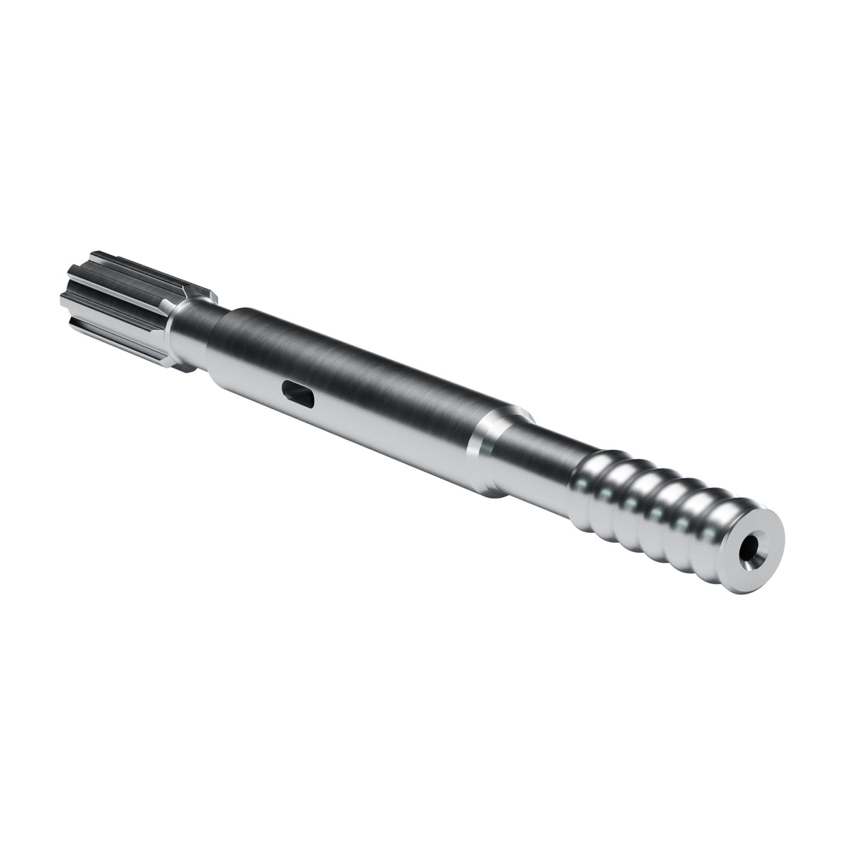 Rockmore shank adapter for Epiroc COP 1132, RR11 drifters, 8 splines, male R32, 410 mm (render)