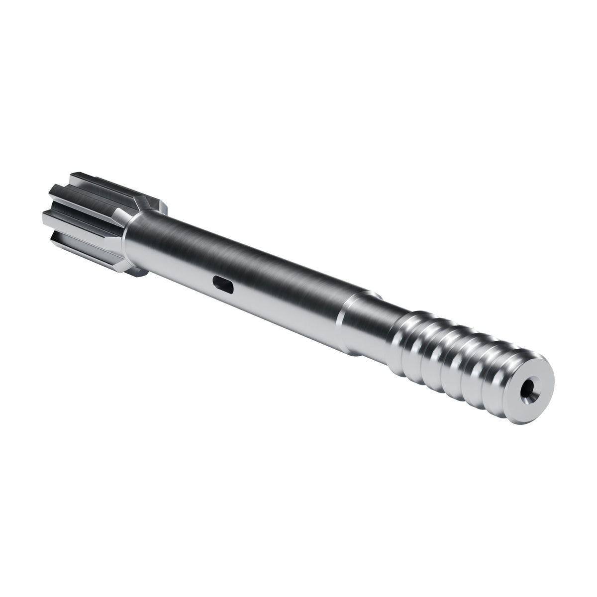 Rockmore shank adapter for Epiroc COP 1432, 1440, 1532, 1550, 1638, 1838, 2238 and + versions drifters, 8 splines, male T38, 435 mm (render)