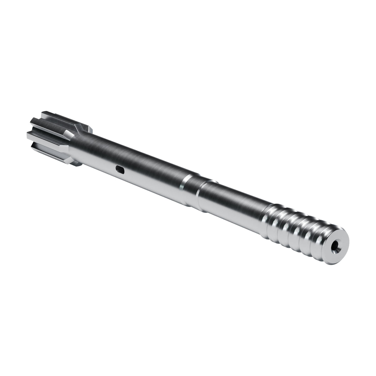 Rockmore shank adapter for Epiroc COP 1432, 1440, 1532, 1550, 1638, 1838, 2238 and + versions drifters, 8 splines, male T38, 525 mm (render)