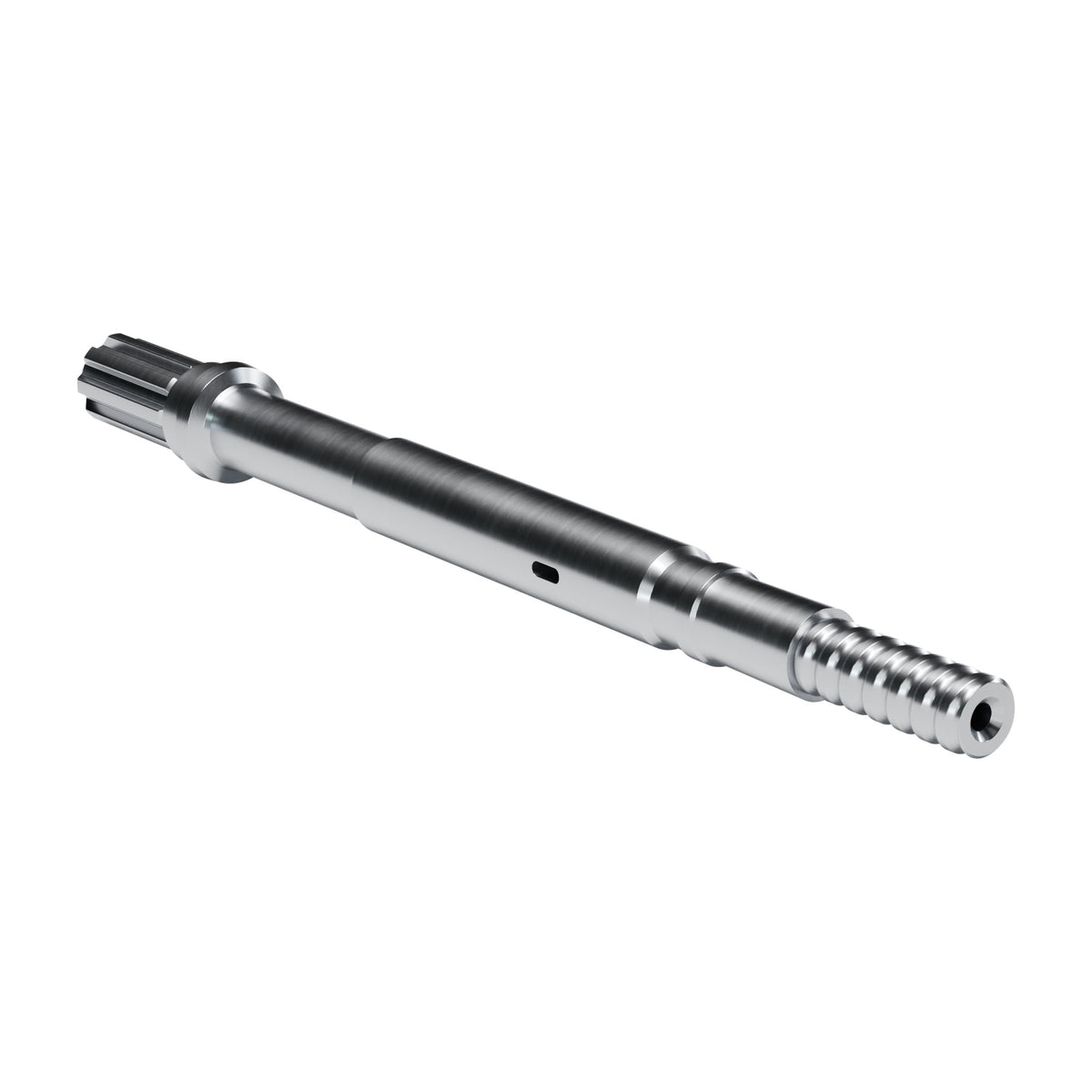 Rockmore shank adapter for Epiroc COP 1838 MUX/HUX drifters, 8 splines, male T38, 730 mm (render)
