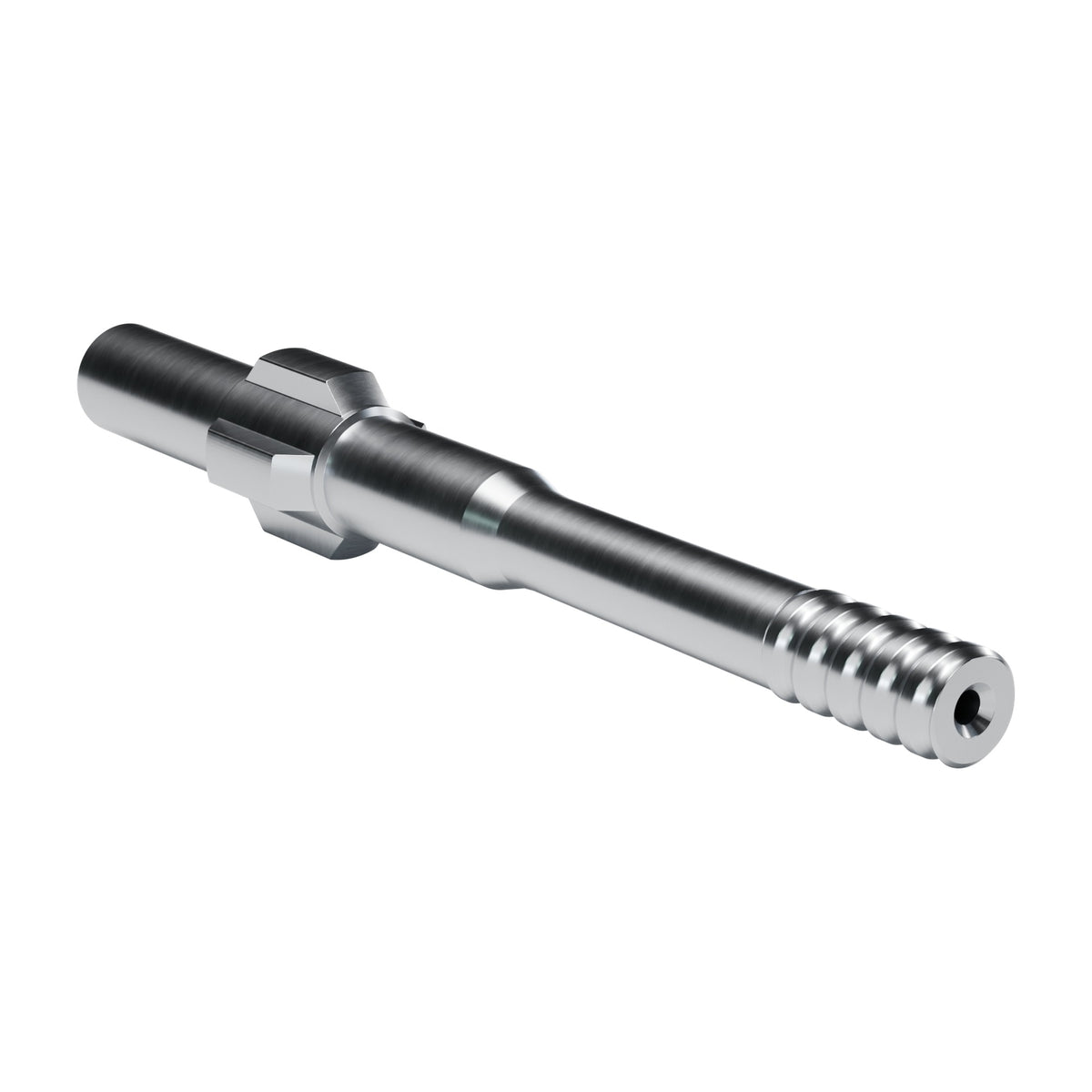 Rockmore shank adapter for Furukawa PD 200R drifters, 4 splines, male T38, 484 mm (render)