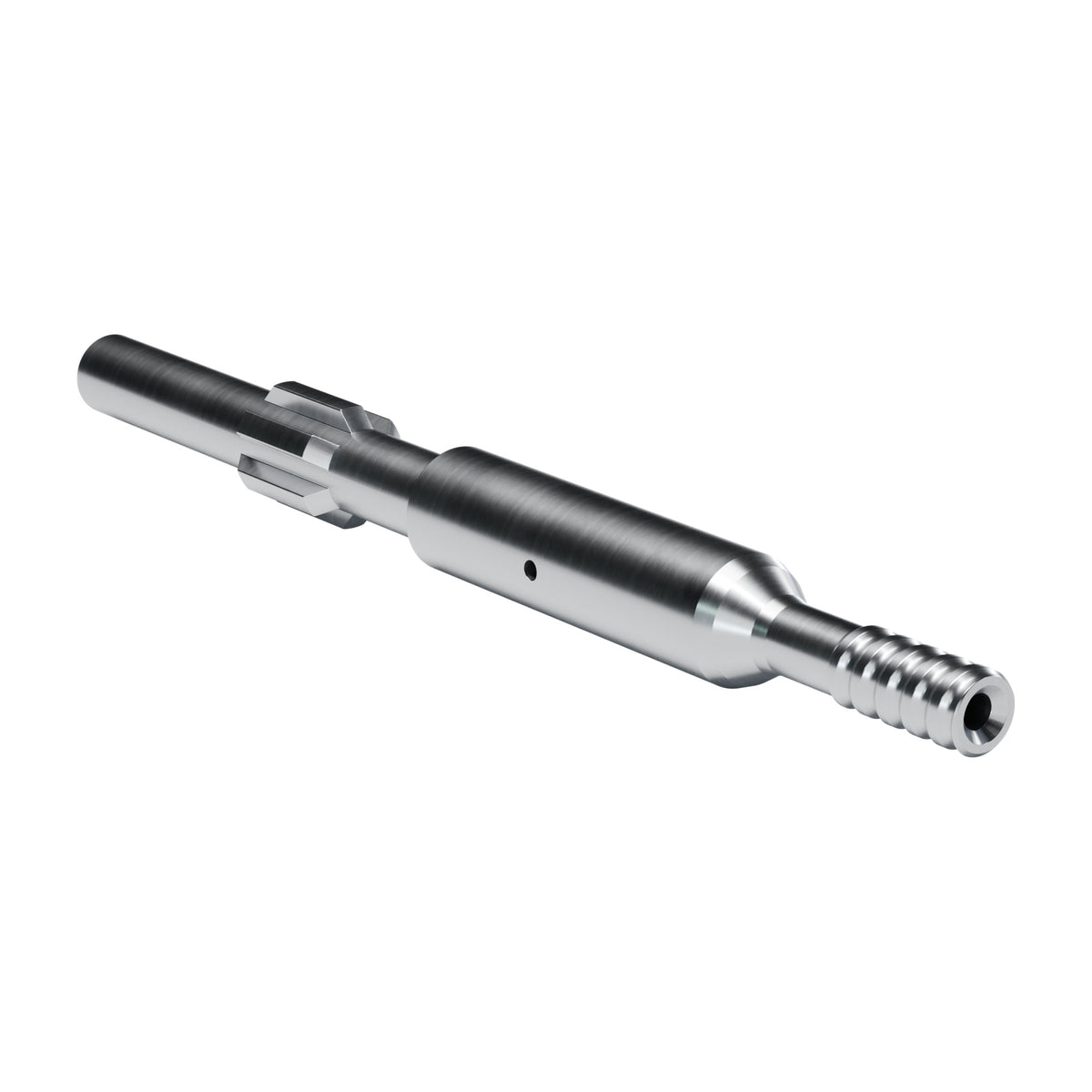 Rockmore shank adapter for John Henry HB 101, 102 drifters, 6 splines, male T38, 690 mm (render)