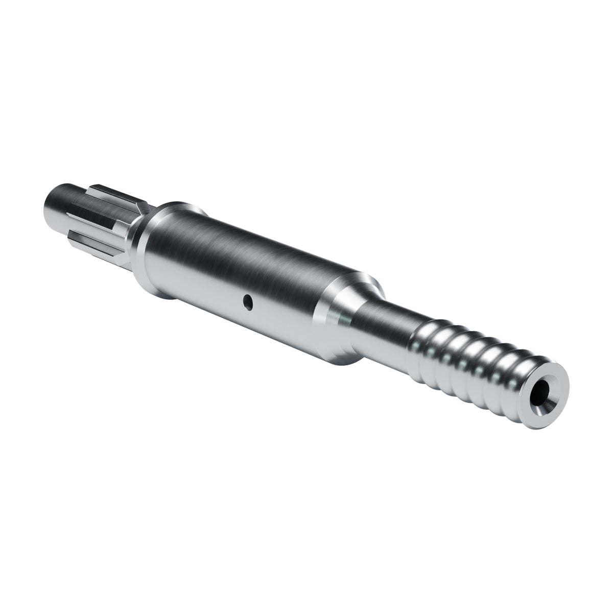 Rockmore shank adapter for Krupp HB 5A drifters, 6 splines, male R38, 470 mm (render)
