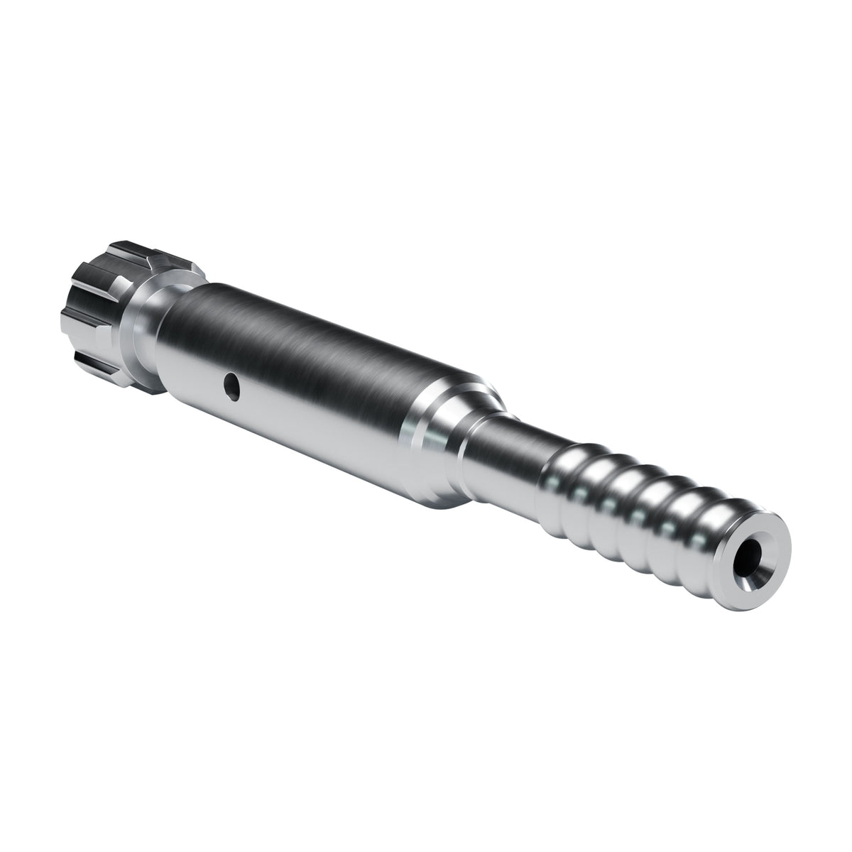 Rockmore shank adapter for Montabert HC 25 drifters, 8 splines, male R32, 340 mm (render)