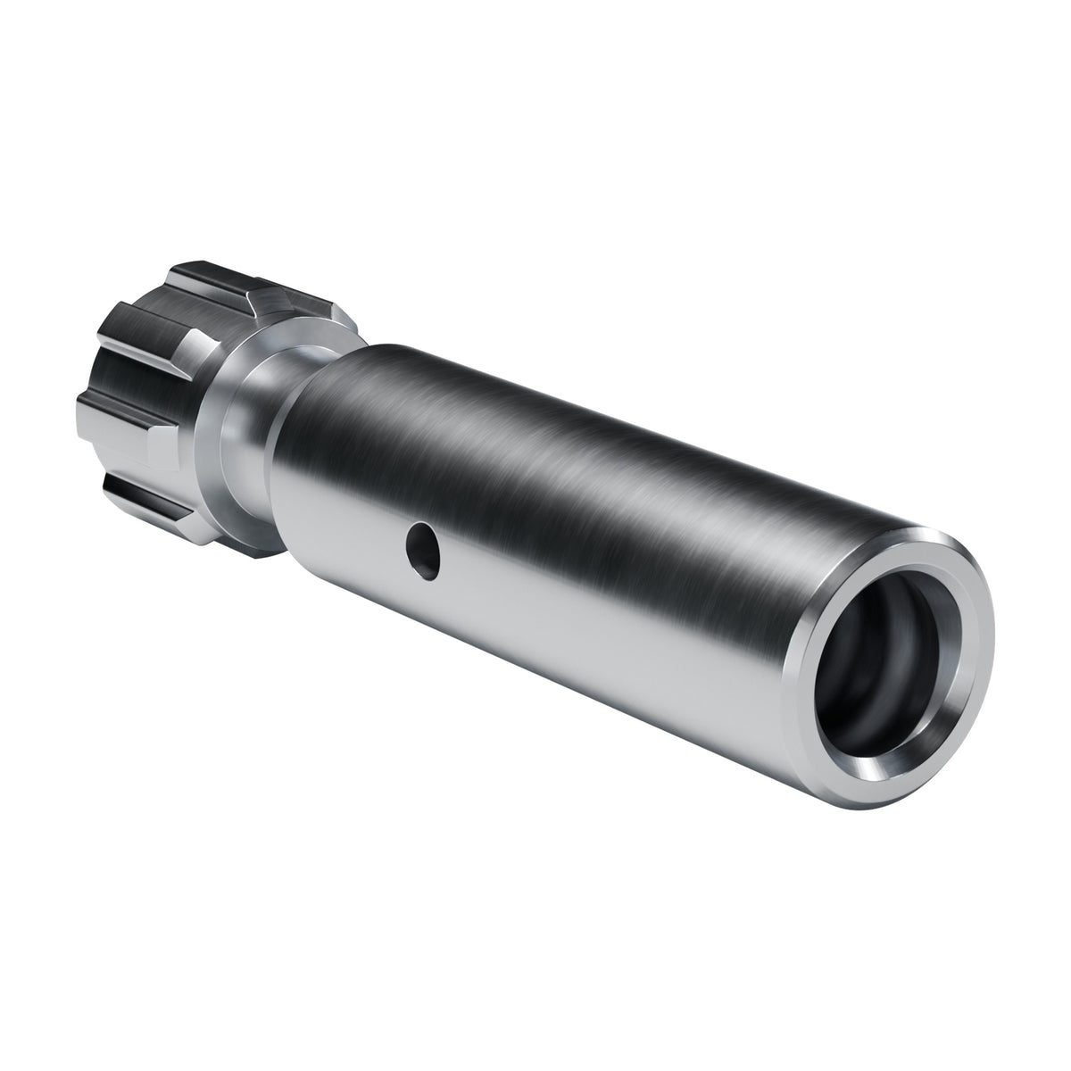 Rockmore shank adapter for Montabert HC 25 drifters, 8 splines, female R32, 202 mm (render)