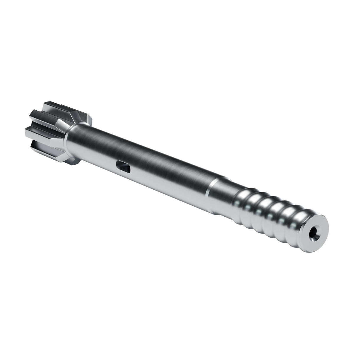 Rockmore shank adapter for Montabert HC 40 drifters, 8 splines, male R32, 372 mm (render)