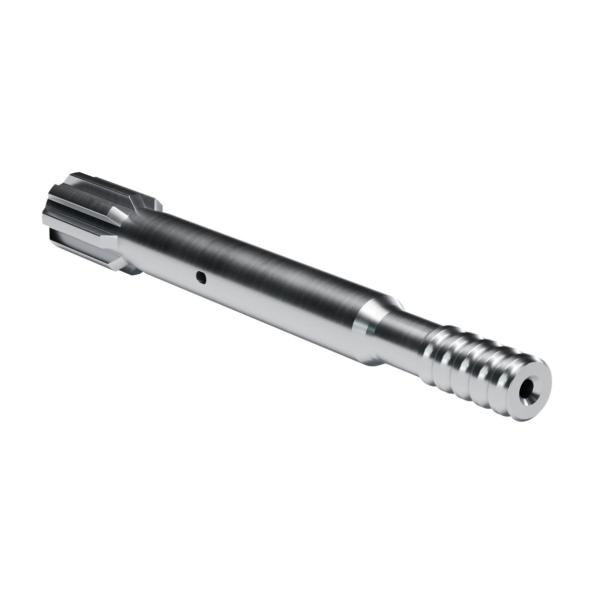 Rockmore shank adapter for Montabert HC 80, 108, 109, 120, 150 drifters, 8 splines, male T38, 490 mm (render)