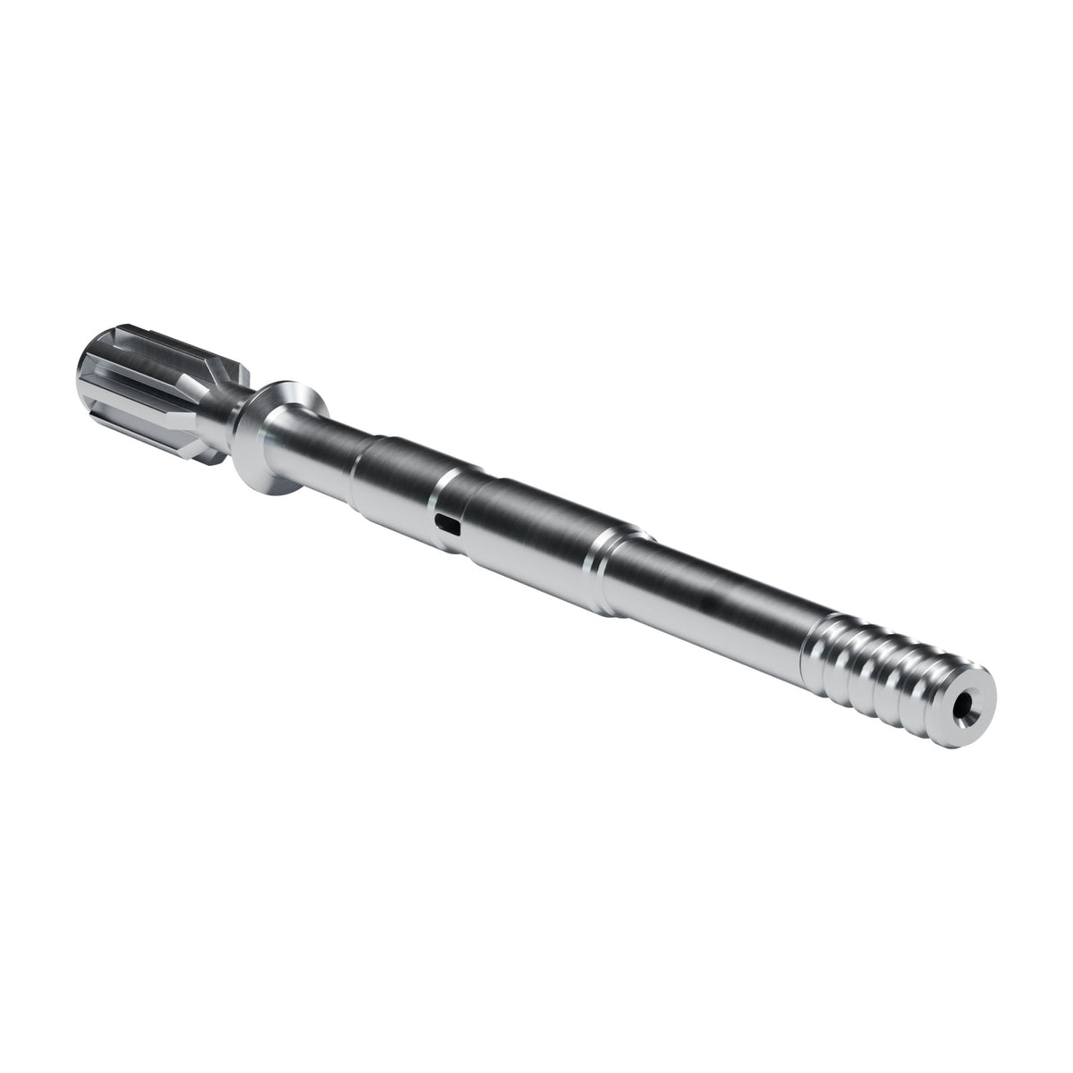 Rockmore shank adapter for Montabert HC 80 RP, 105 RP, 107 RP, 108 RP, 109 RP drifters, 8 splines, male T38, 670 mm (render)