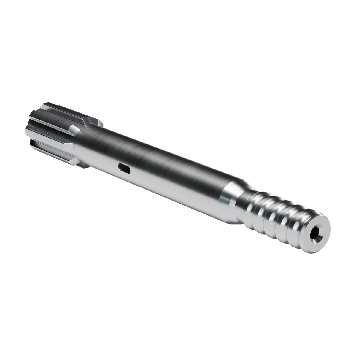 Rockmore shank adapter for Montabert HC 110 MT drifters, 8 splines, male T38, 460 mm (render)