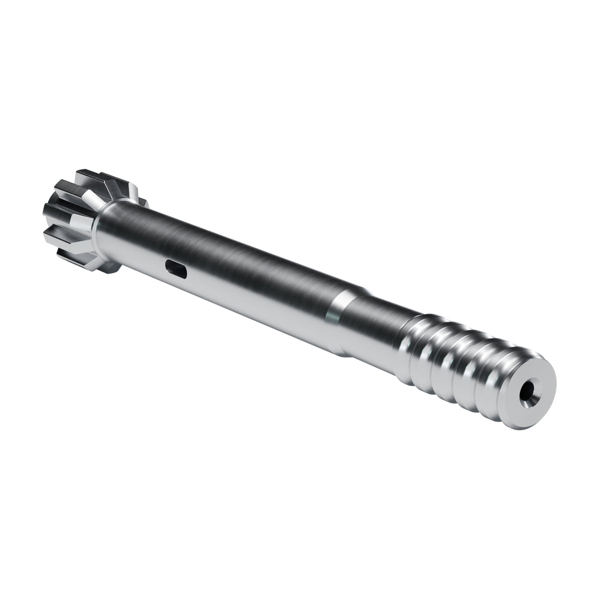 Rockmore shank adapter for Sandvik RD 308, RD 314, RD 414, HLX 3 (F) drifters, 10 splines, male T38, 410 mm (render)