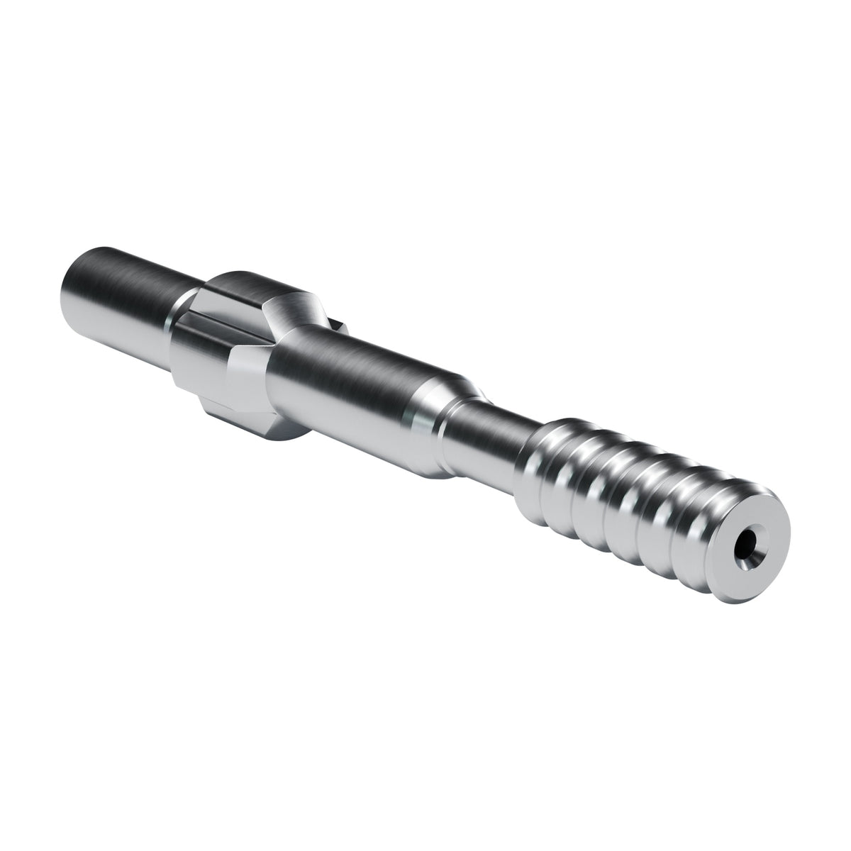 Rockmore shank adapter for Sandvik HLR 438 L, 438 T drifters, 4 lugs, male T38, 380 mm (render)