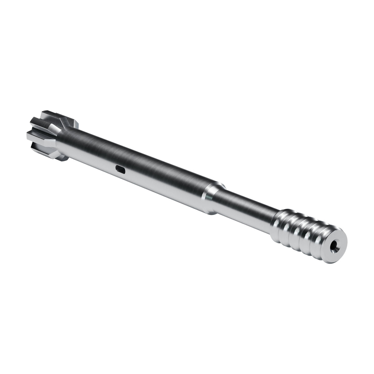 Rockmore shank adapter for Sandvik HLR 438 LS, HL 500-38, HL 510-38, HL 538 BL, HL 550 S drifters, 8 splines, male T38, 550 mm (render)