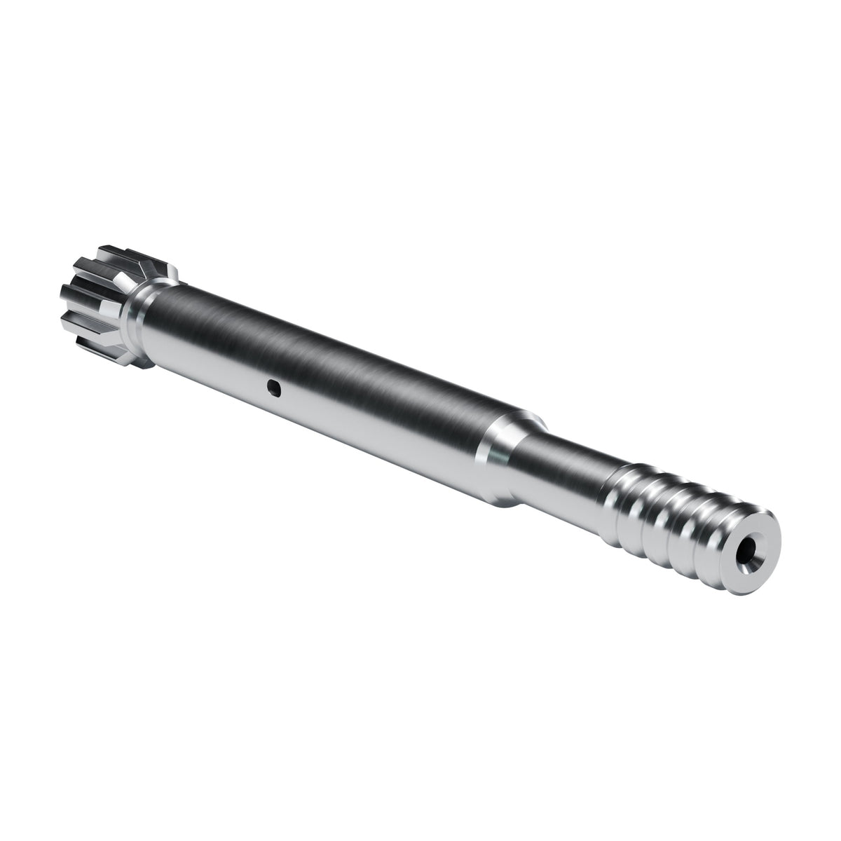 Rockmore shank adapter for Sandvik HLX 5, HLX 5 T, HFX 5 T drifters, 10 splines, male T38, 500 mm (render)