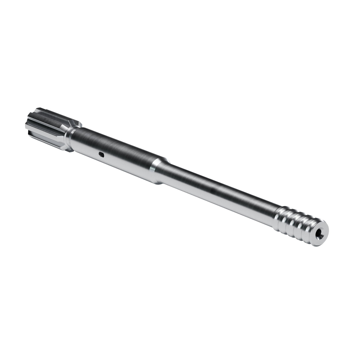 Rockmore shank adapter for Sandvik HLX 5 PE-45 drifters, 8 splines, male T38, 735 mm (render)