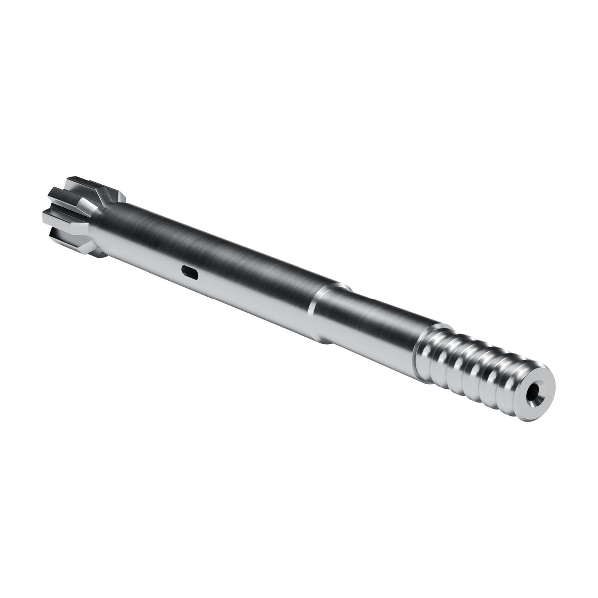 Rockmore shank adapter for Sandvik HL 500-45, 510-45 drifters, 8 splines, male T38, 550 mm (render)