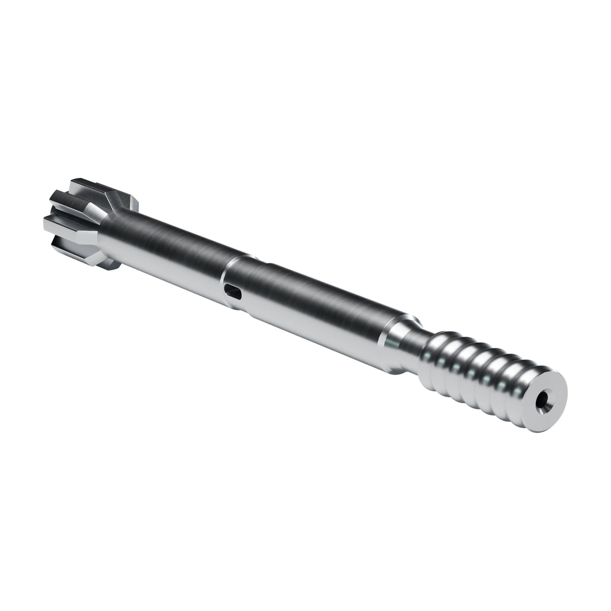 Rockmore shank adapter for Sandvik HL 500 S-38, 510 S-38, 510 B, 510 LH drifters, 8 splines, male R38, 500 mm (render)