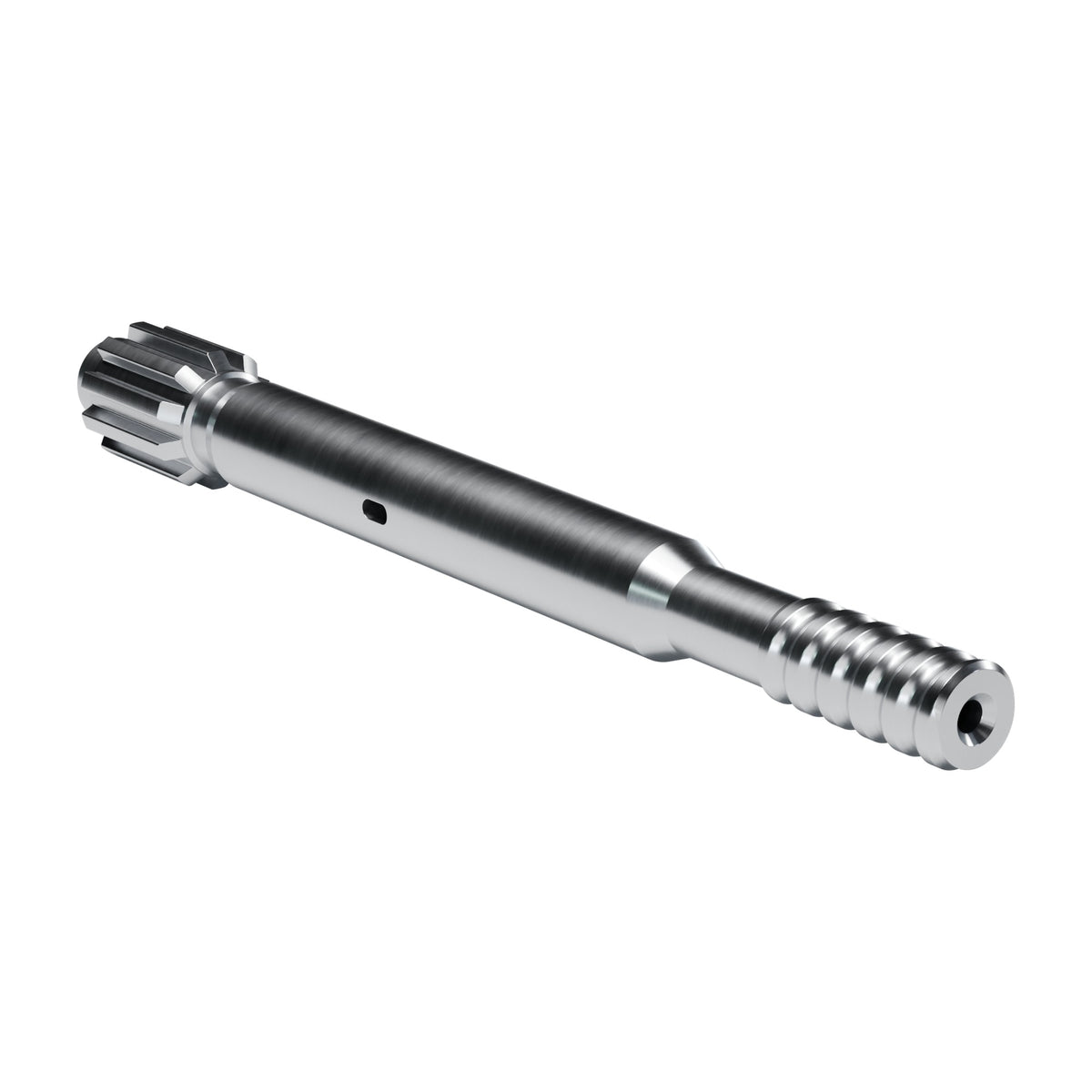 Rockmore shank adapter for Sandvik RD 520, 525 drifters, 10 splines, male T38, 525 mm (render)