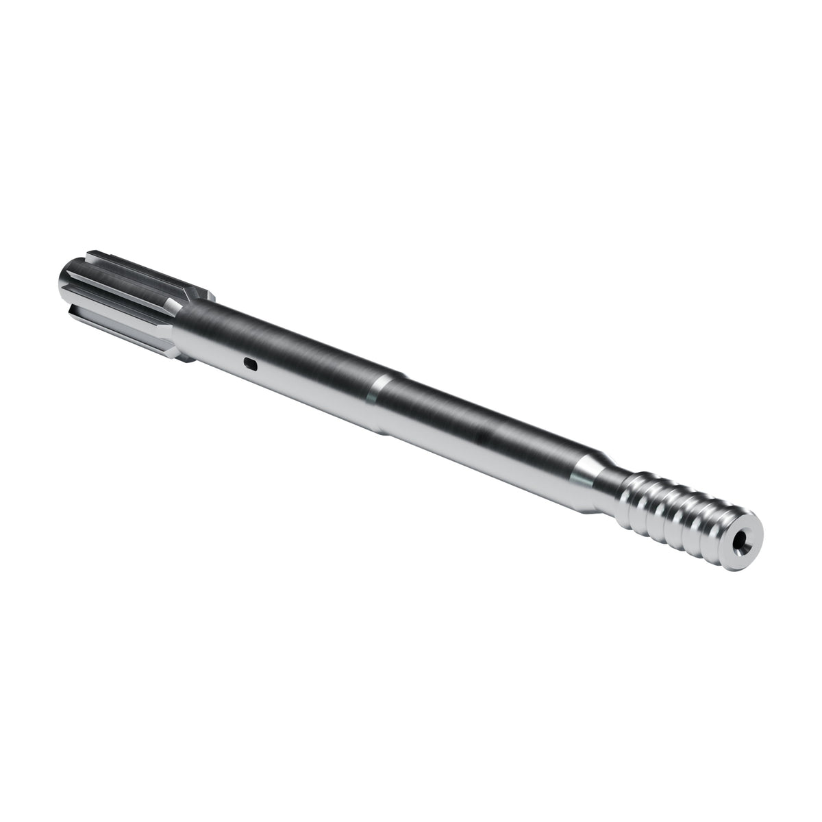 Rockmore shank adapter for Sandvik RD 520 PE-45, 525 PE-45 drifters, 8 splines, male T38, 745 mm (render)