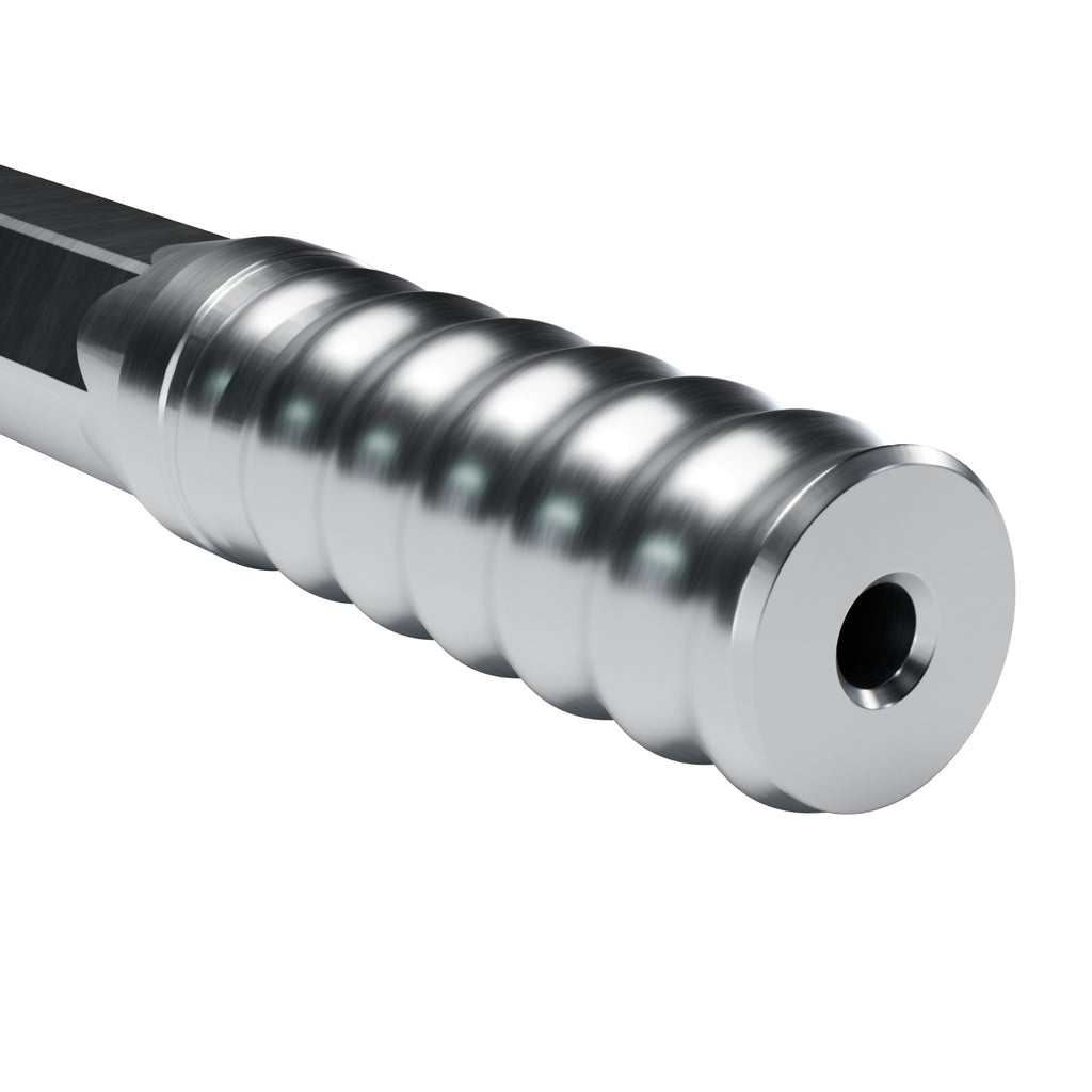Rockmore R32 shank rod, R32 thread end on 1 in hex (render)