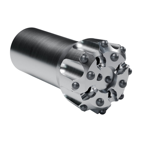 Brunner & Lay B60 button bit, drop centre, 8 gauge + 4 mid + 2 centre buttons, 4 front flushing holes (render)
