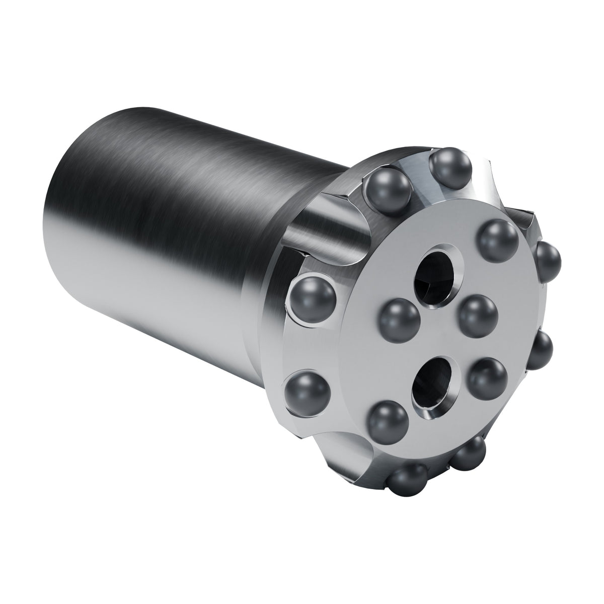 Brunner & Lay B60 button bit, flat face, HI-duty, 8 gauge + 5 mid buttons, 2 front flushing holes (render)