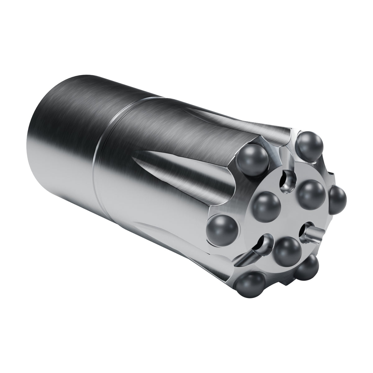 Brunner & Lay R32 button bit, modified round, 6 gauge + 3 centre buttons, 3 front flushing holes (render)