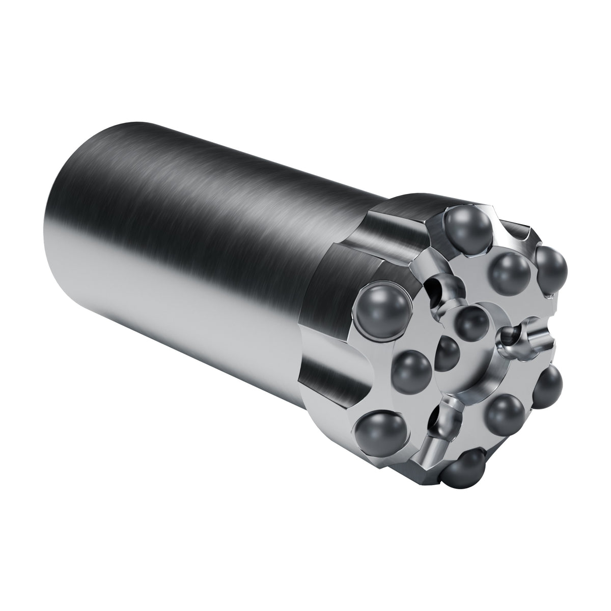 Brunner & Lay R35 button bit, drop centre, 6 gauge + 3 mid + 1 centre buttons, 3 front flushing holes (render)